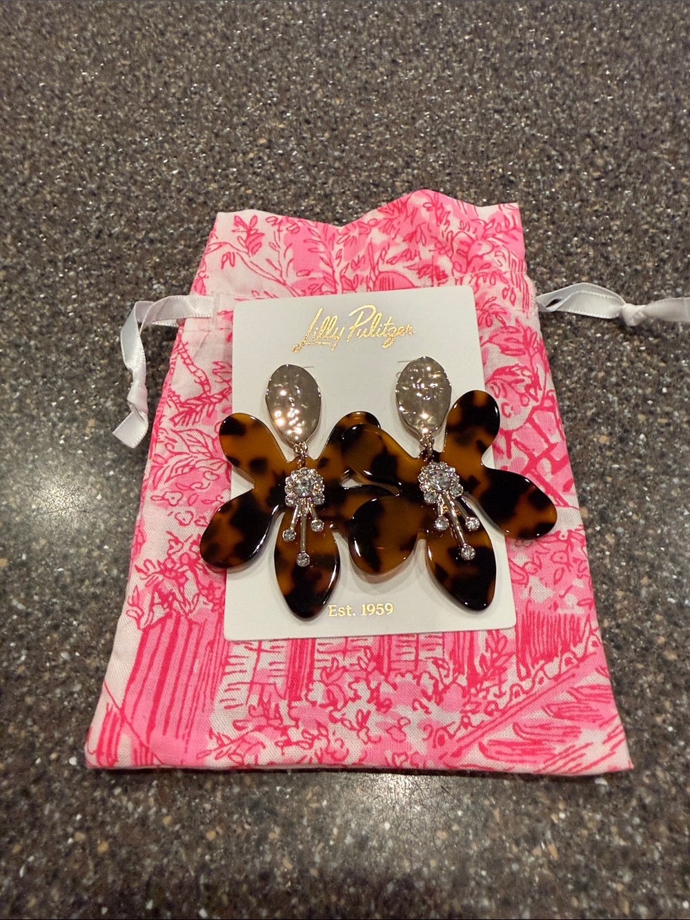 Lilly Pulitzer Tortoiseshell Floral Drop Earrings - Brown & Black